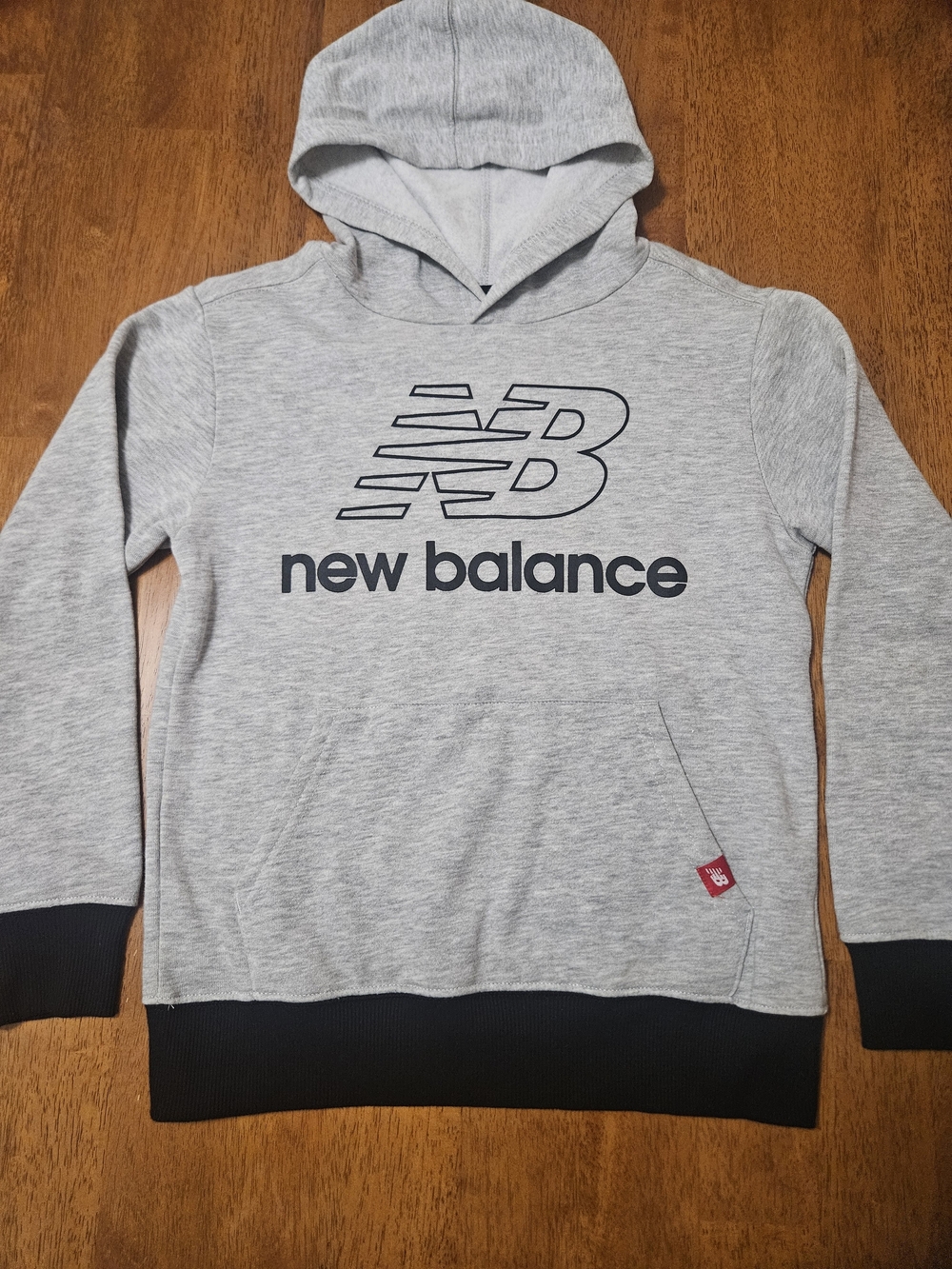 Kids New Balance Grey and Black Logo Pullover Hoodie
